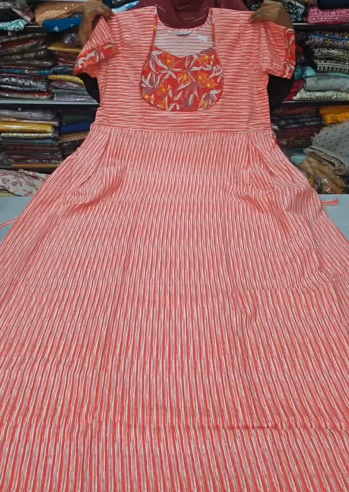 Premium Cotton Frock  Nighty with Adjustable Rope & Side Pocket | NT3369